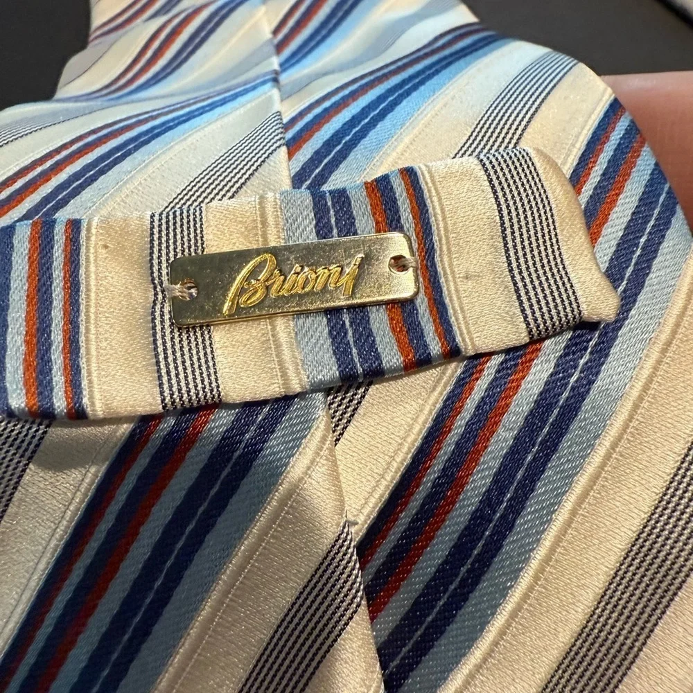Brioni Multicolor Striped Silk Tie with Brioni metal tag
